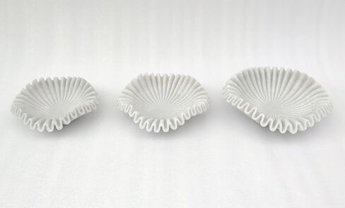 Handmade Marble Scalloped Bowl/Decorative Ruffle Bowl/Home Decor Bowl/Vintage Ring Bowl/Natural Marble Ruffle Bowl/Handcrafted White Marble Bowl/Wedding Gifts/Urli (Set of 5, 7 and 10 Inches) in Kuwait