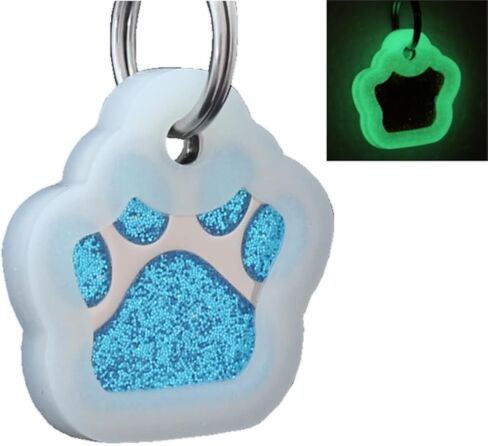 io Tags Pet ID Tags, Personalized for Dog and cat, Custom Engraved, Easy to Read, Cute Glitter Paw Pet Tag (Pink) in Saudi Arabia