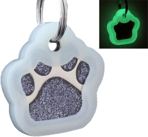 io Tags Pet ID Tags, Personalized for Dog and cat, Custom Engraved, Easy to Read, Cute Glitter Paw Pet Tag (Pink) in Saudi Arabia