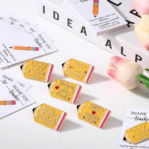 Unittype 60 Packs Appreciation Gift Bulk for Teacher Pin with Thank You Card Apple Lapel Pins Brooches Thank You Gifts for Valentines Back to School Graduation in Saudi Arabia