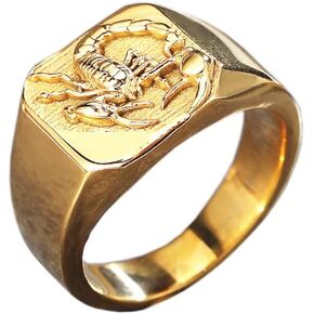 PAURO Men's Stainless Steel Personalized Scorpion Engraved Signet Animal Rings Punk Jewelry