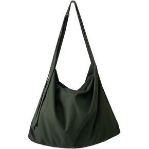 حقيبة حمل من القماش القطني، حقيبة كتف هوبو للنساء مع حزام قابل للتعديل، إغلاق بسحاب in Kuwait