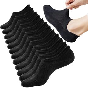 Mottee&Zconia No Show Ankle Low Cut Socks for Mens Basic Black Mesh Top Non slide Cotton Socks 6pack size8-11