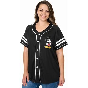 Disney Mickey Mouse Stitch Jack Skellington Womans Jersey Shirt Button Front