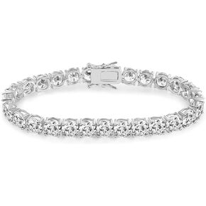 6.0mm Tennis Bracelet,GMESME 18K White Gold Plated 6.0mm Round Cubic Zirconia Classic Tennis Bracelet For Men and Women