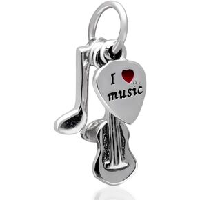 Music Note Charm 925 Sterling Silver Love Melody Charm Art Charm Lucky Charm for Pandora Bracelet (D)