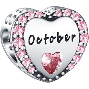 BETTY&SARAH Birthstone Charms for Charms Bracelet 925 Sterling Silver Love Heart Beads Charms Happy Birthday Mothers Day Jewelry Gifts Charms for Women