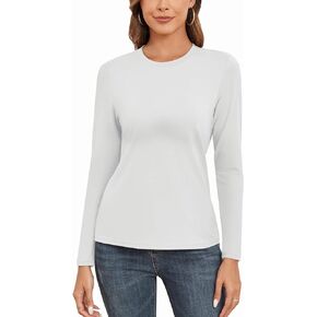 WOWENY Women's Crew Neck Long Sleeve Shirts Basic Regular Fit Layering T-Shirts Tops