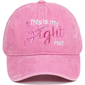 This is My Fight Hat - Embroidered Distressed Pink Ribbon Designs Breast Cancer Awareness Hat for Women