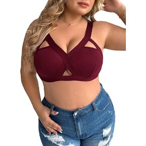 SOLY HUX Women's Plus Size Bras Cut Out Wireless Bra Comfort Everyday Bralette