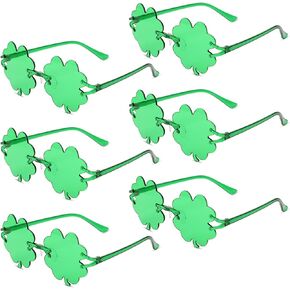 XIHIRCD 6 Pairs St. Patrick's Day Shamrock Sunglasses, Green Four Leaf Clover Glasses for Kids Leprechaun Glasses St. Patrick's Day Accessories for Party Favors Glasses Photo Props