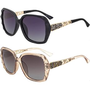 OCERAVE Oversized Polarized Square Sunglasses for Women Men Fashion Sparkling Frame Shades HJ025