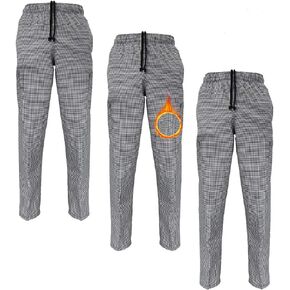 M&M SCRUBS Classic 6 Pocket Huntstooth Chef Pants with Multi-Pack Quantities Available