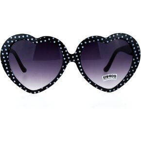 SA106 Polka Dot Print Plastic Heart Shape Cute Womens Sunglasses