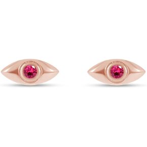 Simulated Birthstone Dainty Tiny Evil Eye Mini Stud Earrings In 14k Gold Over Sterling Silver Jewelry for Her