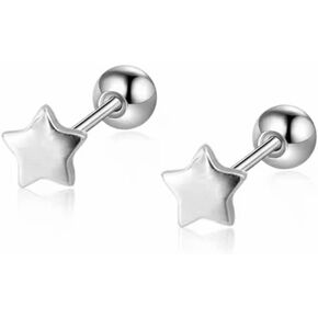 925 Sterling Silver 20G Little Star Cartilage Stud Earrings Tragus Screw Back Ball Barbell Piercing Helix Studs Ear Post for Women Teen Girls Hypoallergenic
