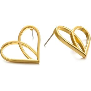 اقراط ذهبية على شكل قلب للنساء، اقراط مرصعة على شكل قلب مجوف، هدايا in Kuwait