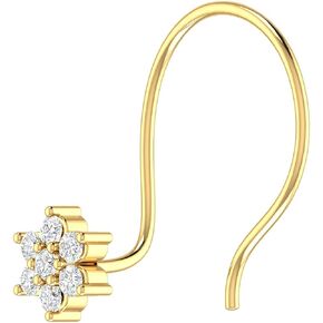 FINEROCK 0.04 Carat Diamond Star Nose Pin Stud in 14K Gold (I1-I2 Clarity)
