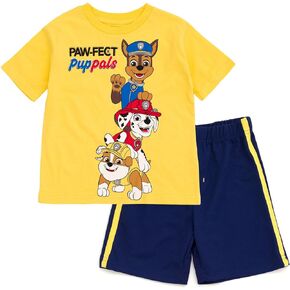 Paw Patrol Birthday T-Shirt and Basketball Shorts Mesh Outfit Set Toddler to Big Kid Sizes (2T - 10-12)