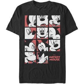 Disney Big & Tall Classic Mickey Mouse Expression Grid Men's Tops Short Sleeve Tee Shirt, Black, 3X-Large