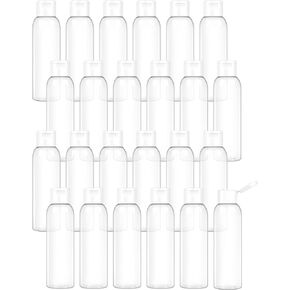 4oz Clear Plastic Bottles with Flip Caps 24 Pack Reusable Travel Container for Shampoo Conditioner Toiletries Lotion Essential Oil