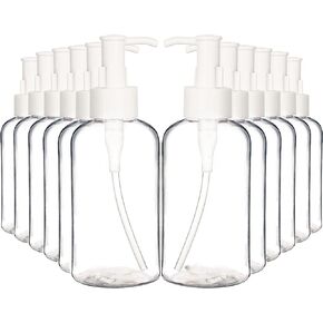 Youngever 12 Pack Plastic Pump Bottles, Refillable Plastic Pump Bottles with Travel Lock (8 Ounce)