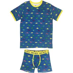 MJC Men's Dinosaur Novelty Classic Cotton Tee Shirt and Boxer Brief Shorts Sleep Pajama Set