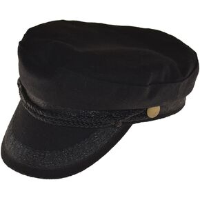 Wool Blend Fisherman Cap Greek Sailor Hat Black
