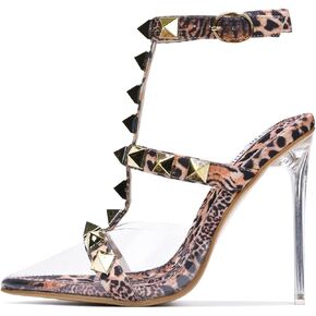 Cape Robbin Agnes Clear Stiletto High Heels for Women, Slip On Sexy Shoes with Pointed Toe