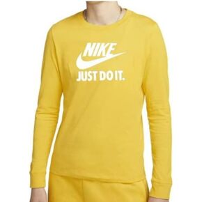 Nike Men's Sportswear JDI Futura Graphic Long Sleeve T-Shirt (as1, Alpha, m, Regular, Regular, Marigold Yellow/White, Medium) in Saudi Arabia
