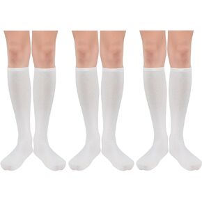 Century Star Knee High Socks for Women Tube Socks 3 Pairs Womens Athletic Casual Long Striped Socks with Triple Stripes