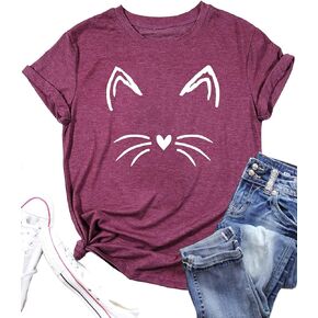 Cat Mom Shirts for Women Cat Mama T-Shirts Pet Lover Gifts Shirts Funny Cat Graphic Tees Shirts