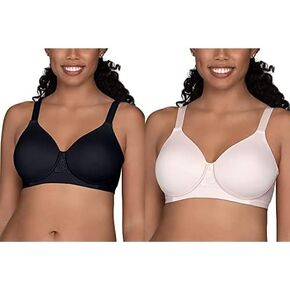 Vanity Fair Women's Beauty Back Full Figure Wirefree Bra (71380-Fashion Colors), 2 Pack-Black/Quartz, 42DD