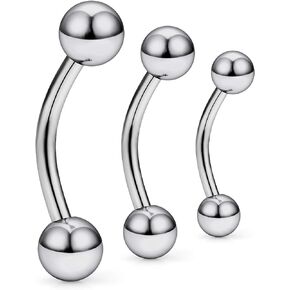 Ocptiy 14G 16G G23 Titanium Eyebrow Rings Rook Daith Catilage Helix Earrings Belly Button Navel Rings Snake Bites Lip Rings Curved Barbell Body Piercing Jewelry for Women Men Girls 6mm 8mm 10mm 3PCS