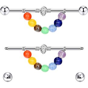 YOFANST Industrial Barbell Stainless Steel Industrial Piercing Bar Earring Cartilage Piercing Jewelry 38mm 1&1/2 Inch