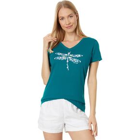 Life is Good Dragonfly Flowers Short Sleeve Crusher™ Vee