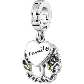 Family Tree of Life Open Clasp Clip On Pendant 925 Sterling Silver Charm For Pandora & Other Charm Bracelets/Necklaces