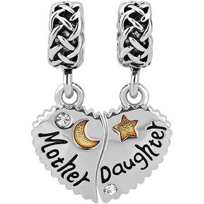 Mom Mother Daughter Son Charms for Bracelets Mother's Day Birthday Gift Compatible with Pandora Bracelets