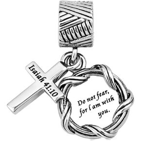 Quote Bible God Cross Charm Inspiring Gift Religious Keep Faith Dangle Beads Compatible With Pandora Charms Bracelets
