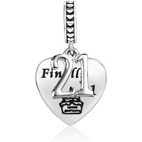 Luluadorn Women Birthday Charm for Bracelets Bday Cake 12 16 18 21 Pendant Silver Jewelry Dangle Gift Women Sister Cousin Daughter Friends Classmate Birthday Anniversary