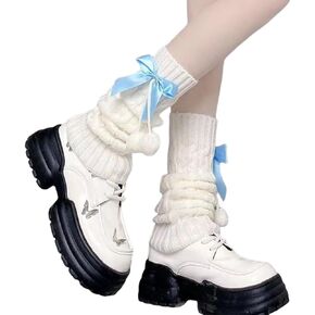 Long Lolita Leg Warmers for Women Harajuku Japanese Wool Cable Knit Thigh High Leg Warmers Loose Socks in Saudi Arabia