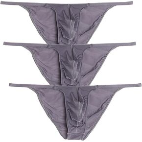 Mens High Elastic Ice Silk Solid Color High Cut Bikini Briefs Thin Half Back Triangle Panties
