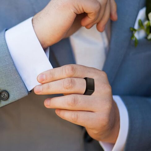 FUNRUN JEWELRY 2 قطعة خاتم أسود خاتم إنفينيتي مجموعة خواتم للرجال من الفولاذ المقاوم للصدأ لامع بلمسة نهائية لامعة ومشطوفة بحافة مصقولة مريحة تناسب هدية الزوج والأب مقاس 6-14 in Kuwait