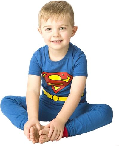 DC Comics Boys' Toddler Cast of Characters Pajama Set, Blue, 4T in Kuwait
