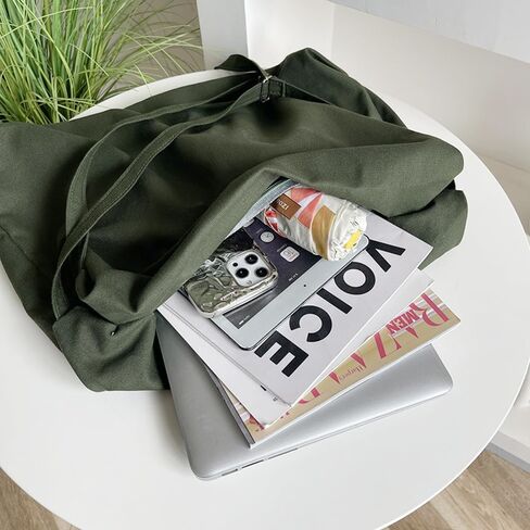 حقيبة حمل من القماش القطني، حقيبة كتف هوبو للنساء مع حزام قابل للتعديل، إغلاق بسحاب in Kuwait