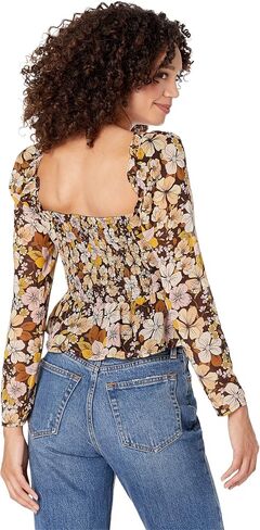 ASTR the label Women's Toni Top, Brown Yellow Floral, Large in Saudi Arabia