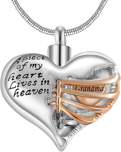 A Piece of My Heart Lives in Heaven Memorial Urn Heart Cremation Necklace,Men/Women Pendant in Saudi Arabia