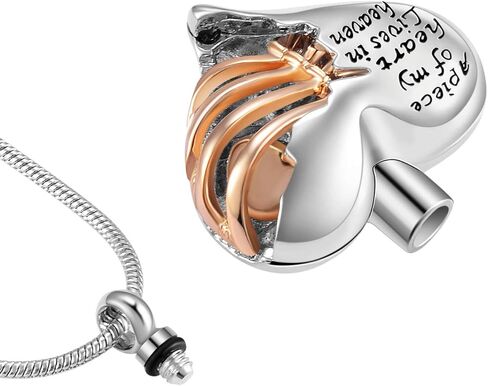 A Piece of My Heart Lives in Heaven Memorial Urn Heart Cremation Necklace,Men/Women Pendant in Saudi Arabia