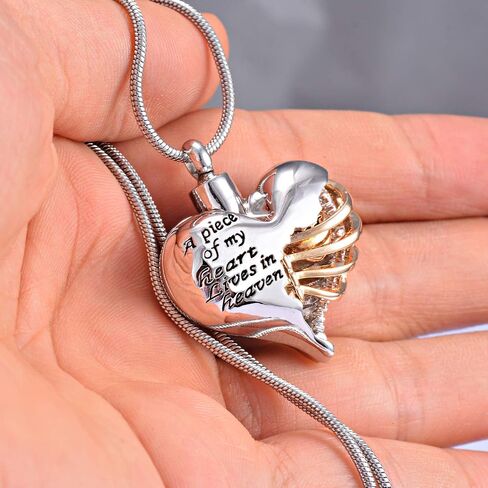A Piece of My Heart Lives in Heaven Memorial Urn Heart Cremation Necklace,Men/Women Pendant in Saudi Arabia