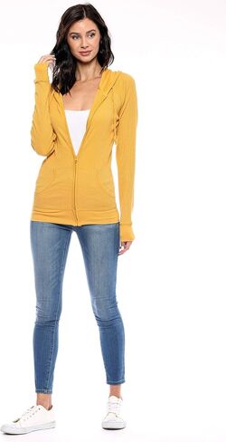 Urban Look Women's Casual Light Weight Thermal Zip Up Hoodies in Saudi Arabia